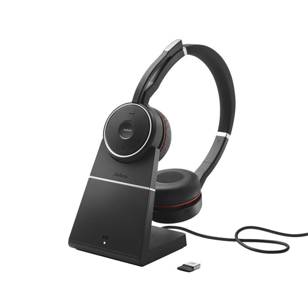 Jabra Evolve 75 | Draadloze On-ear Headset met ANC | USB Receiver | Oplaadstation | Zwart - Matmuis - Matmuis